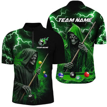 Load image into Gallery viewer, Green Grim Reaper Billiard Shirts For Men Custom Thunder Lightning Team League Billiard Jerseys TDM2920