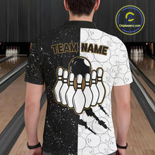 Load image into Gallery viewer, Custom Grunge Black White Bowling Shirt For Men, Bowling Tournament Team Shirt Polo &amp; 1/4 Zip TDM6271