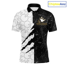 Load image into Gallery viewer, Custom Grunge Black White Bowling Shirt For Men, Bowling Tournament Team Shirt Polo &amp; 1/4 Zip TDM6271