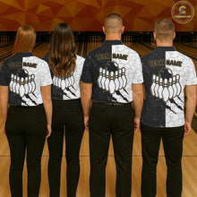 Load image into Gallery viewer, Custom Grunge Black White Bowling Shirt For Men, Bowling Tournament Team Shirt Polo &amp; 1/4 Zip TDM6271