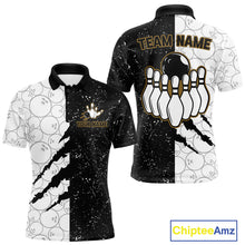 Load image into Gallery viewer, Custom Grunge Black White Bowling Shirt For Men, Bowling Tournament Team Shirt Polo &amp; 1/4 Zip TDM6271