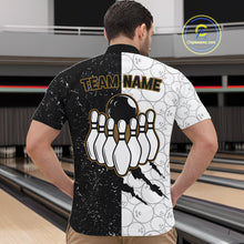 Load image into Gallery viewer, Custom Grunge Black White Bowling Shirt For Men, Bowling Tournament Team Shirt Polo &amp; 1/4 Zip TDM6271