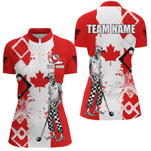 Load image into Gallery viewer, Personalized Argyle Canada Flag Funny Skeleton Women Billiard Shirts, Patriotic Billiard Team Jerseys TDM1760