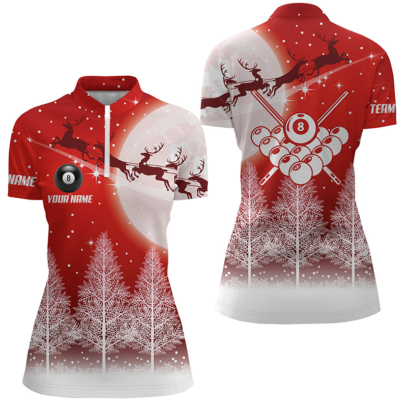 Personalized Billiard Funny Christmas Women Quarter-Zip Shirts, Christmas Gifts For Pooler TDM0499