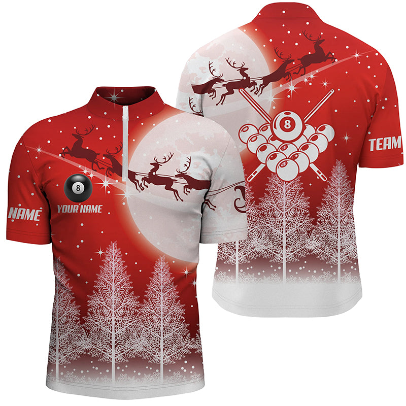 Personalized Billiard Funny Christmas Men Quarter-Zip Shirts, Christmas Gifts For Pooler TDM0499