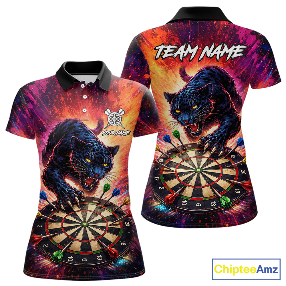 Personalized Colorful Panther Darts Shirt For Women Custom Darts Team Jersey Polo & Quarter Zip TDM5670