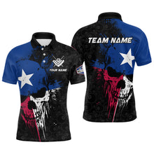 Load image into Gallery viewer, Texas Flag Grunge Skull 8 Ball Pattern Billiard Shirts For Men Custom Patriotic Billiard Jerseys TDM3205
