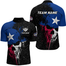 Load image into Gallery viewer, Texas Flag Grunge Skull 8 Ball Pattern Billiard Shirts For Men Custom Patriotic Billiard Jerseys TDM3205