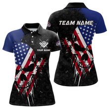 Load image into Gallery viewer, American Flag Grunge Skull 8 Ball Pattern Billiard Shirts For Women Custom Patriotic Billiard Jersey TDM3206