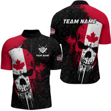 Load image into Gallery viewer, Canada Flag Grunge Skull 8 Ball Pattern Billiard Shirts For Men Custom Patriotic Billiard Jerseys TDM3207