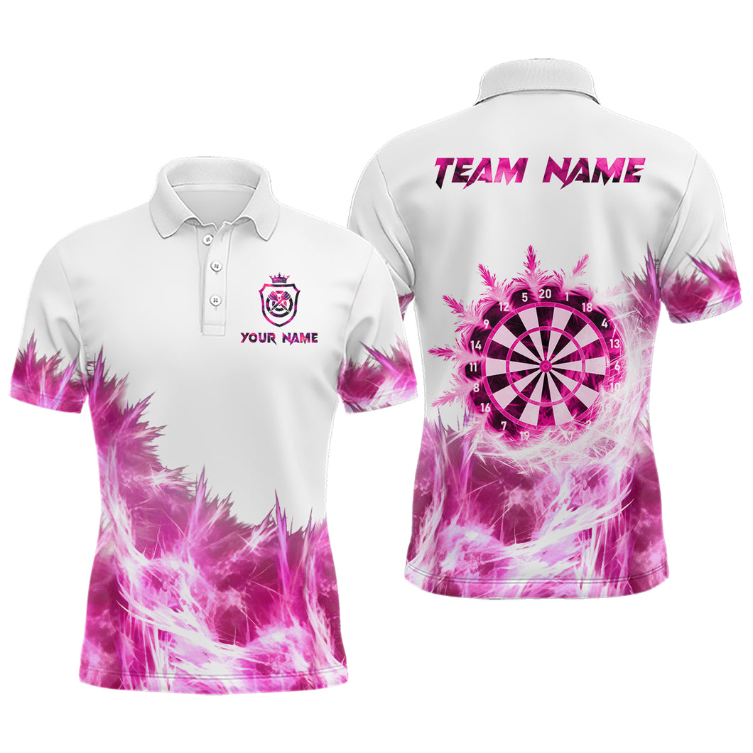 Pink Icy Light White Darts Polo & Quarter Zip Custom Dart Shirts For Men Team Darts Jerseys TDM3683