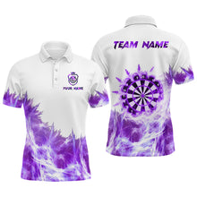 Load image into Gallery viewer, Purple Icy Light White Darts Polo &amp; Quarter Zip Custom Dart Shirts For Men Team Darts Jerseys TDM3684