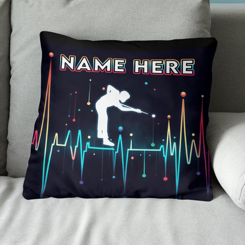 Funny Colorful Heartbeat Billiard Player Throw Pillow Custom Pool Throw Pillow TDM0893