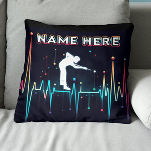 Funny Colorful Heartbeat Billiard Player Throw Pillow Custom Pool Throw Pillow TDM0893