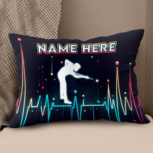Funny Colorful Heartbeat Billiard Player Throw Pillow Custom Pool Throw Pillow TDM0893