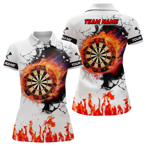 Orange Dartboard Fire Flame 3D Dart Polo Shirts Custom Darts Shirts For Women Darts Team Shirts TDM1391