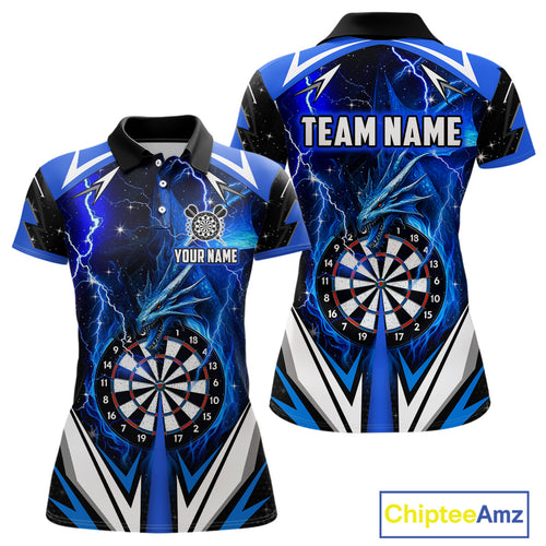 Blue Darts Jerseys Custom Thunder Lightning Dragon Dart Shirt Team Polo & Quarter Zip For Women TDM4314