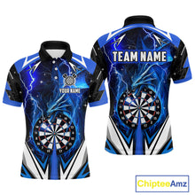 Load image into Gallery viewer, Blue Darts Jerseys Custom Thunder Lightning Dragon Dart Shirt Team Polo &amp; Quarter Zip For Men TDM4314