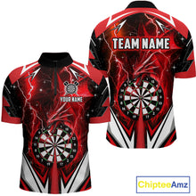 Load image into Gallery viewer, Red Darts Jerseys Custom Thunder Lightning Dragon Dart Shirt Team Polo &amp; Quarter Zip For Men TDM4315