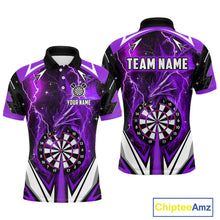 Load image into Gallery viewer, Purple Darts Jerseys Custom Thunder Lightning Dragon Dart Shirt Team Polo &amp; Quarter Zip For Men TDM4316