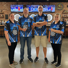 Load image into Gallery viewer, Funny Dartboard Blue Flaming Darts Shirt For Men Custom Darts Jersey Team Polo &amp; Quarter Zip TDM5386