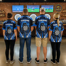 Load image into Gallery viewer, Funny Dartboard Blue Flaming Darts Shirt For Men Custom Darts Jersey Team Polo &amp; Quarter Zip TDM5386