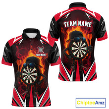 Load image into Gallery viewer, Funny Dartboard Red Flaming Darts Shirt For Men Custom Darts League Jersey Team Polo &amp; Quarter Zip TDM5387