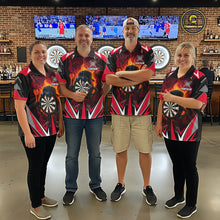 Load image into Gallery viewer, Funny Dartboard Red Flaming Darts Shirt For Men Custom Darts League Jersey Team Polo &amp; Quarter Zip TDM5387