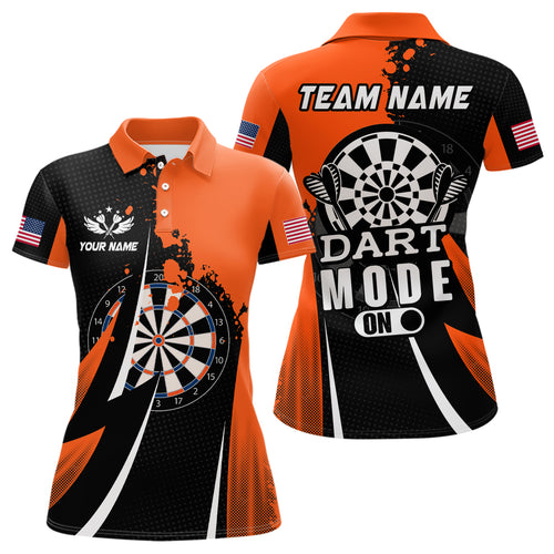 Personalized Orange Dart Mode On Women Darts Polo & Quarter-Zip Shirt Custom Darts Jersey Team Shirts TDM1652