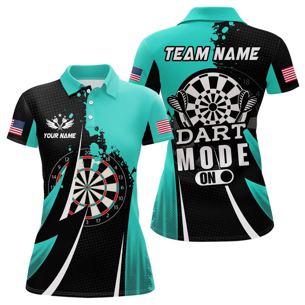 Personalized Turquoise Dart Mode On Women Polo & Quarter-Zip Shirt Custom Darts Jersey Team Shirts TDM1653