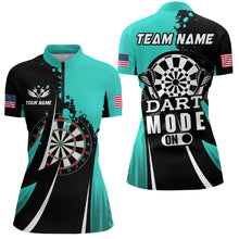 Load image into Gallery viewer, Personalized Turquoise Dart Mode On Women Polo &amp; Quarter-Zip Shirt Custom Darts Jersey Team Shirts TDM1653