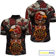 Load image into Gallery viewer, Canada Flag 3D Dartboard Fire Flame Custom Eagle Darts Shirt For Men, Patriotic Darts Team Jersey TDM4148