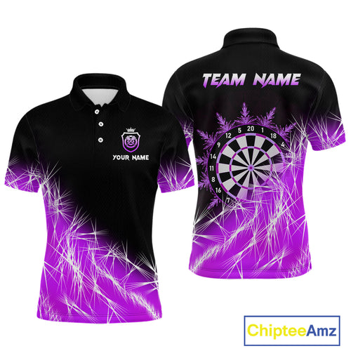 Purple Icy Lights Mens Darts Polo & Quarter Zip Custom Dart Shirts For Team Darts Jerseys Outfit TDM4149