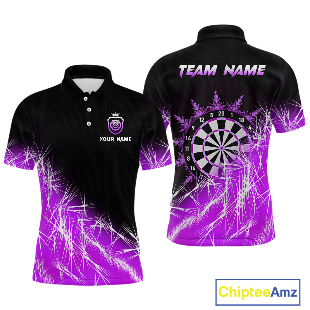 Purple Icy Lights Mens Darts Polo & Quarter Zip Custom Dart Shirts For Team Darts Jerseys Outfit TDM4149