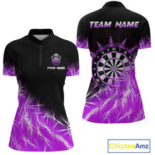 Load image into Gallery viewer, Purple Icy Lights Womens Darts Polo &amp; Quarter Zip Custom Dart Shirts For Team Darts Jerseys Outfit TDM4149