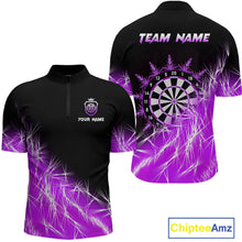 Load image into Gallery viewer, Purple Icy Lights Mens Darts Polo &amp; Quarter Zip Custom Dart Shirts For Team Darts Jerseys Outfit TDM4149
