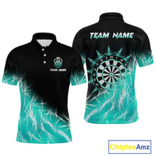 Load image into Gallery viewer, Turquoise Icy Lights Mens Darts Polo &amp; Quarter Zip Custom Dart Shirt For Team Darts Jersey Outfit TDM4150