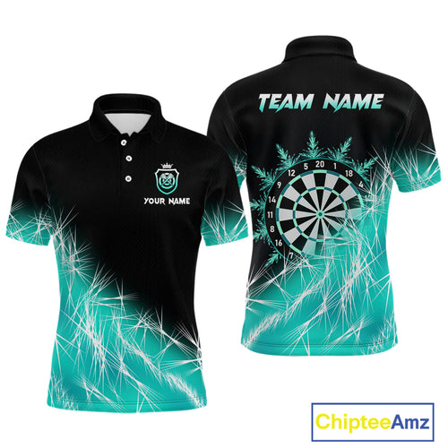 Turquoise Icy Lights Mens Darts Polo & Quarter Zip Custom Dart Shirt For Team Darts Jersey Outfit TDM4150