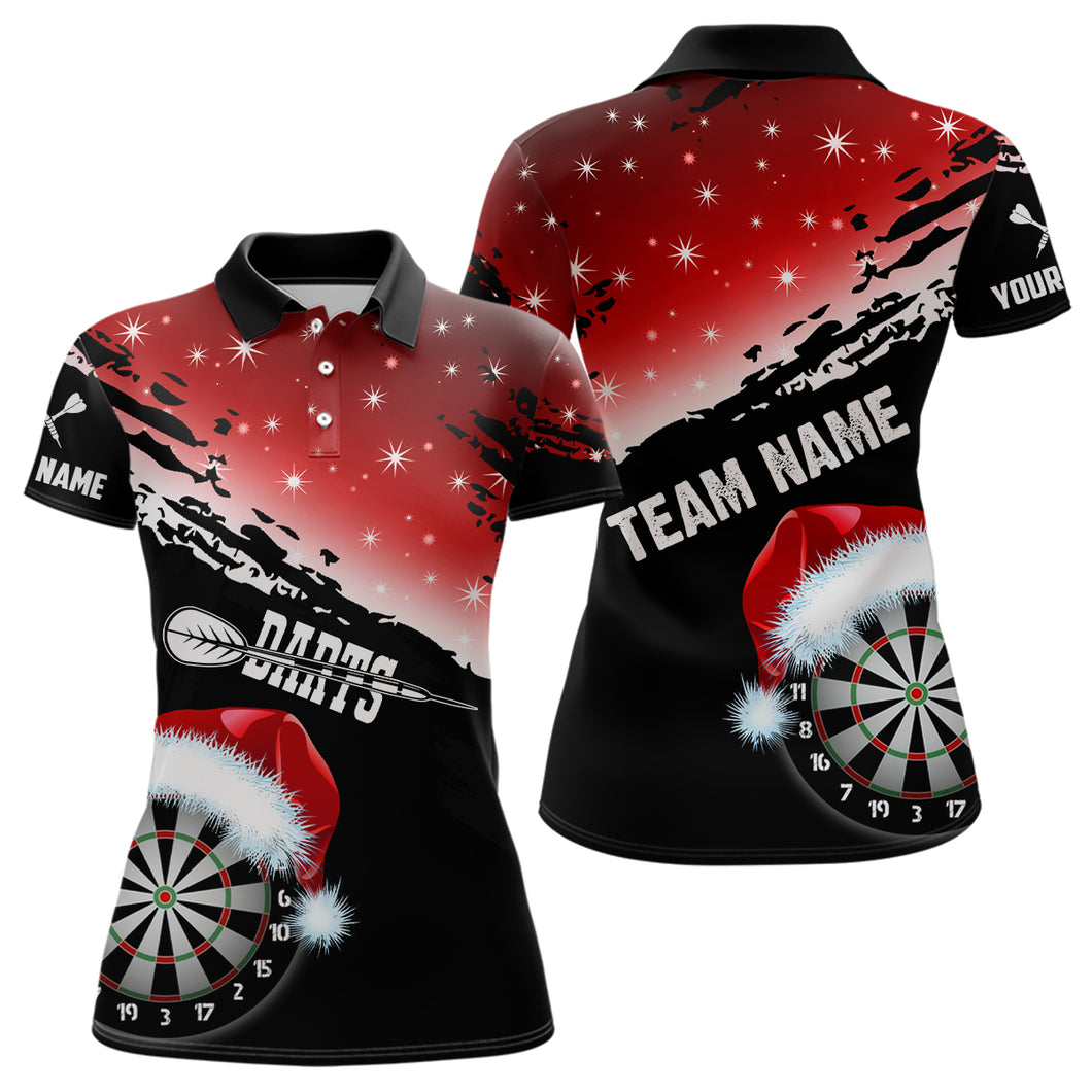 Black And Red Santa Darts Board Custom Christmas Dart Shirts For Women, Funny Xmas Dart Jerseys TDM2953