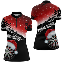 Load image into Gallery viewer, Black And Red Santa Darts Board Custom Christmas Dart Shirts For Women, Funny Xmas Dart Jerseys TDM2953