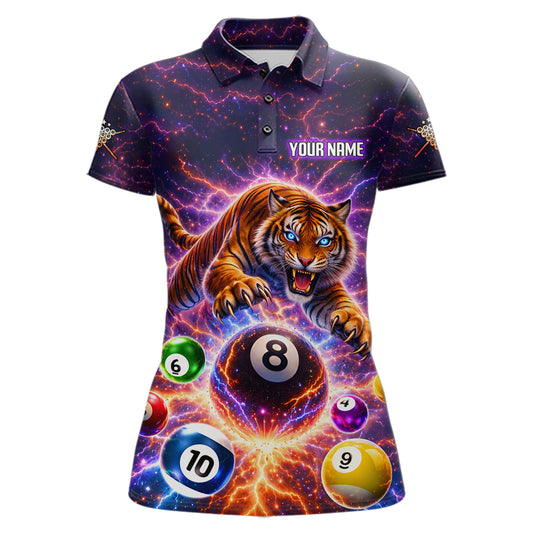 Colorful Billiard Balls Tiger Pool Shirt For Women Custom Thunder Lighting Billiard Team Jersey TDM5685