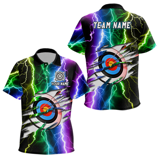Personalized Archery Colorful Thunder Lightning Kid Polo Shirts Custom Archery 3d Target Shirts TDM1082