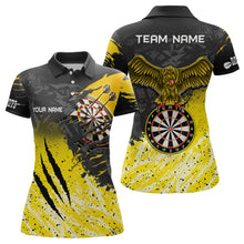 Load image into Gallery viewer, Personalized Yellow Black Eagle Dartboard Dart Polo &amp; Quarter Zip For Women Custom Team Dart Jerseys TDM3521