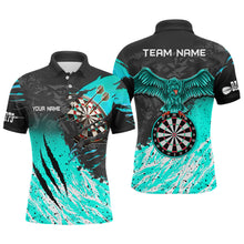 Load image into Gallery viewer, Personalized Turquoise Black Eagle Dartboard Dart Polo &amp; 1/4 Zip For Men Custom Team Dart Jerseys TDM3522
