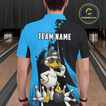 Load image into Gallery viewer, Custom Black And Blue Funny Duck Bowling Shirts For Men, Bowling Team Jersey Polo &amp; 1/4 Zip TDM6292