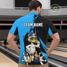 Load image into Gallery viewer, Custom Black And Blue Funny Duck Bowling Shirts For Men, Bowling Team Jersey Polo &amp; 1/4 Zip TDM6292