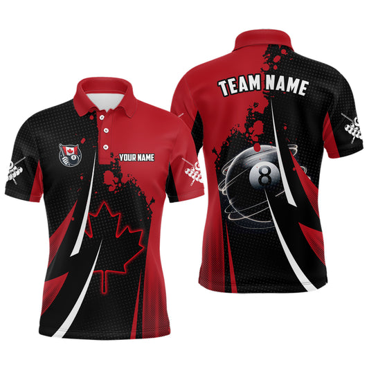 Personalized Canada Leaf 8 Ball Pool Billiard Shirts For Men, Patriotic Canadian Billiard Jerseys TDM2192