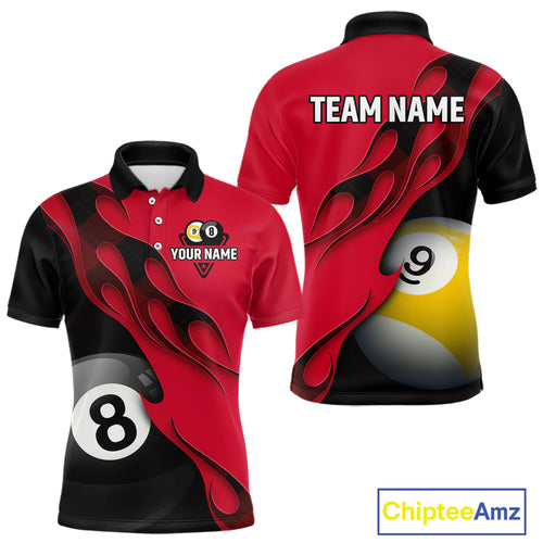 Black And Red Billiard 8 Ball & 9 Ball Pool Shirt For Men Custom Billiard Team Jersey Uniform TDM5162