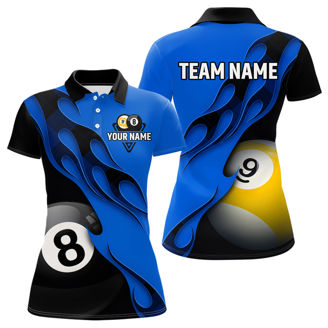 Black And Blue Billiard 8 Ball & 9 Ball Pool Shirt For Women Custom Billiard Team Jersey Uniform TDM5163