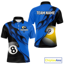 Load image into Gallery viewer, Black And Blue Billiard 8 Ball &amp; 9 Ball Pool Shirt For Men Custom Billiard Team Jersey Uniform TDM5163
